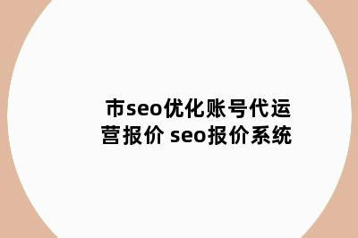 市seo优化账号代运营报价 seo报价系统